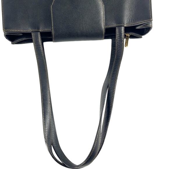 Valentino Garavani Logo Embellished Black Leather Tote - Picture 10 of 12